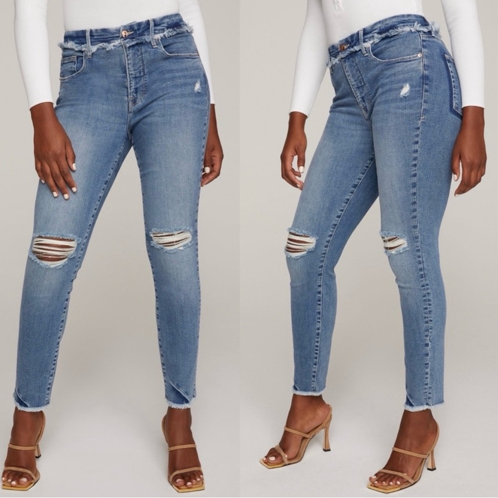NWT Good American Jeans Size 4 / 27 Good Legs Under Fray Waistband